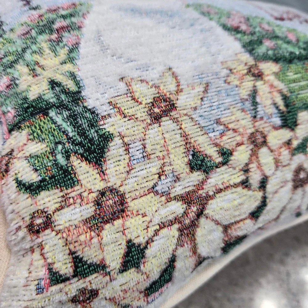 Vintage‎ Tapestry Bunny Accent Pillow Some Bunny Loves You Easter Decor 12x8